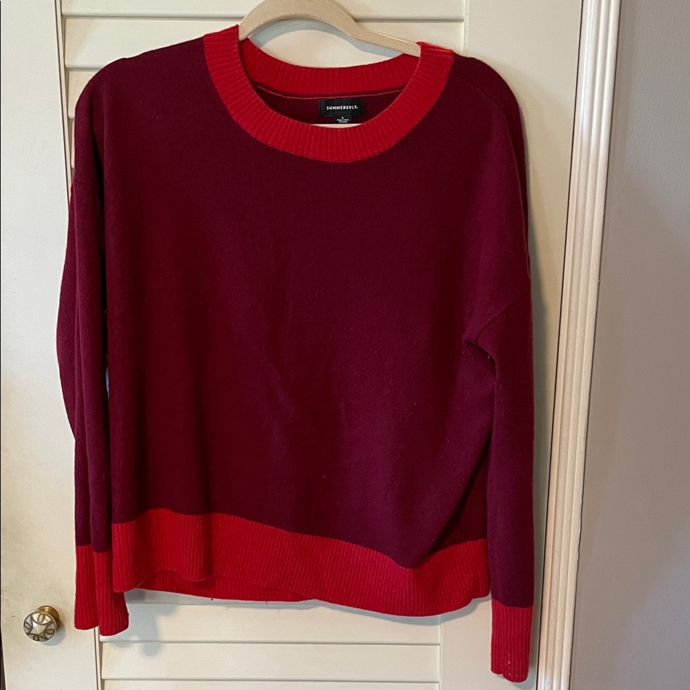 Summersalt Burgundy and Red Crew Neck Sweater